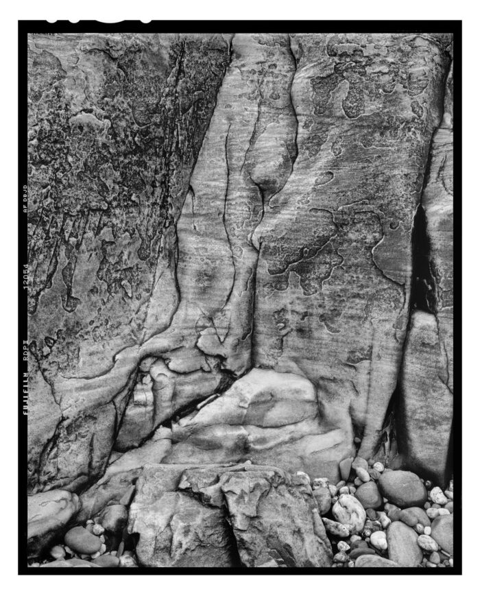 "Slate and Cobblestones, Acadia NP" is offered as a limited edition, fine art black and white photographic print. I captured this subject in 4x5 film with an Ebony 4x5 view camera and 150mm APO Rodenstock Sironar S APO lens in Acadia National Park, Maine.