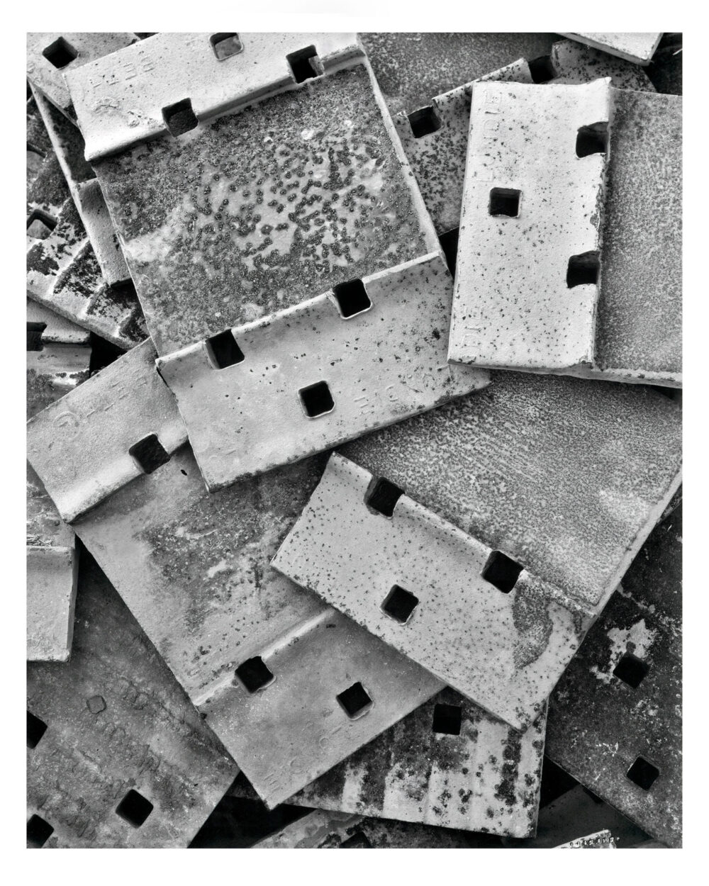 Tie Plates under Abandoned Trestle - B&W Industrial Print