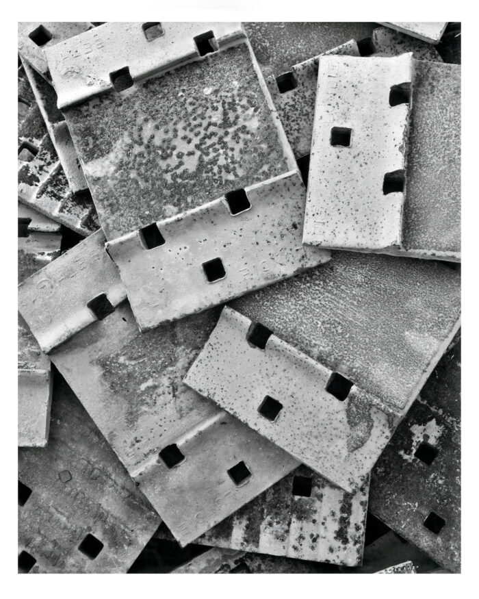 Tie Plates under Abandoned Trestle - B&W Industrial Print