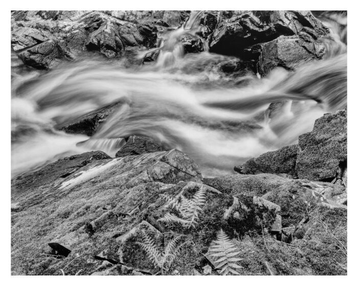 Cisco Falls #4 - Black and White Archival Print - "Cisco Falls #4" is offered as a limited edition, fine art black and white photographic print. I captured this subject in 4x5 film with an Ebony 4x5 view camera and 150mm APO Rodenstock Sironar S APO lens in the Upper Peninsula of Michigan.