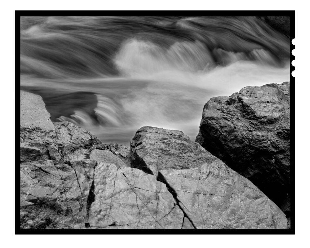 Iron Ore and Waterfall # 3. UP, Michigan, shot on 4x5 film -Black and White Fine Art Print