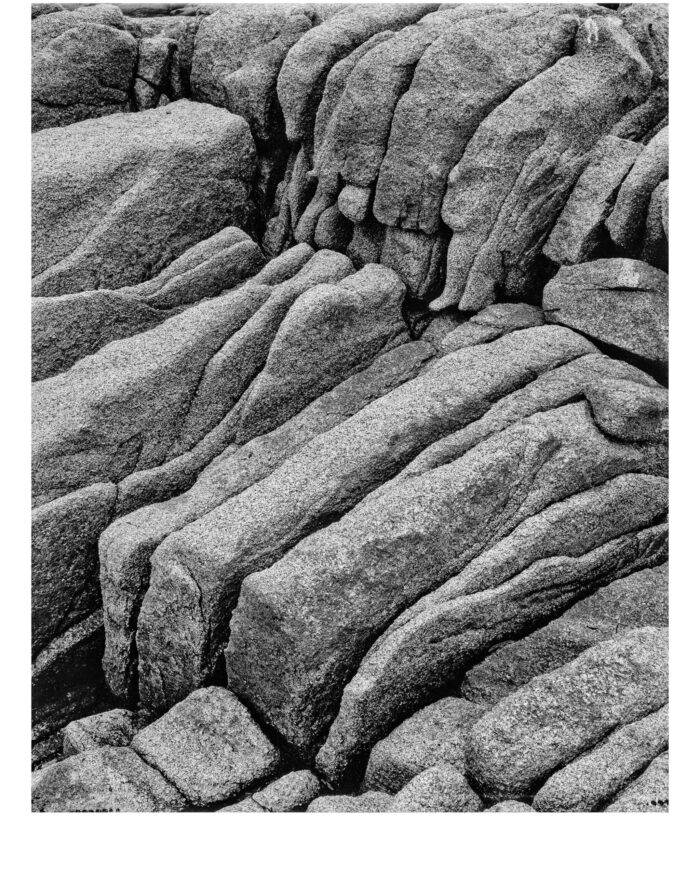 Acadian Granite #3 - B&W Photographic Print from 4x5 Film "Acadian Granite #3 in B&W" is offered as a limited edition, fine art black and white photographic print. I captured this subject in 4x5 film with an Ebony 4x5 view camera and 135mm APO Rodenstock Sironar S APO lens in Acadia National Park, Maine.