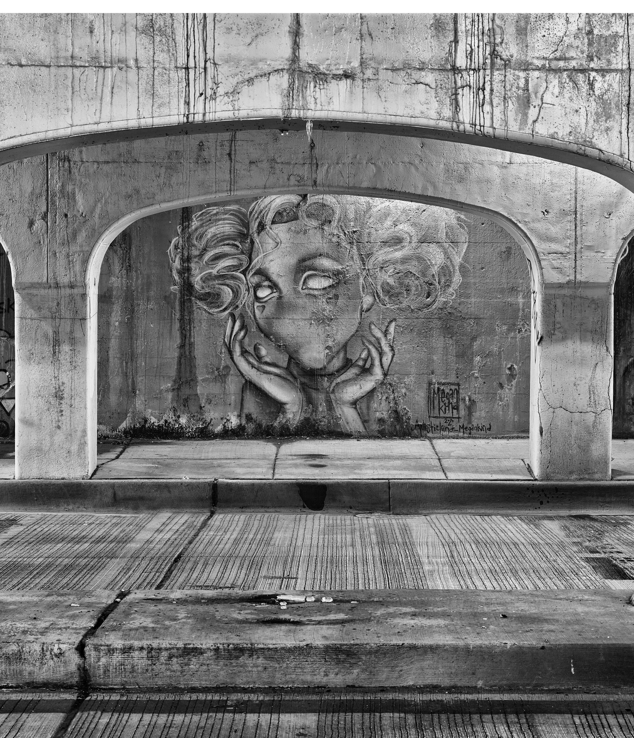 urban viaduct - fine art black and with print - industrial photography chicago, il