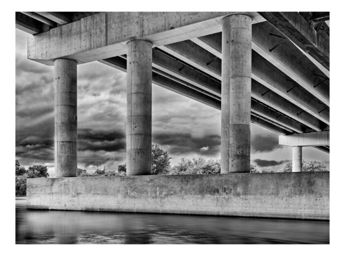 I-90 Bridge before a storm - Black and White Fine Art Print