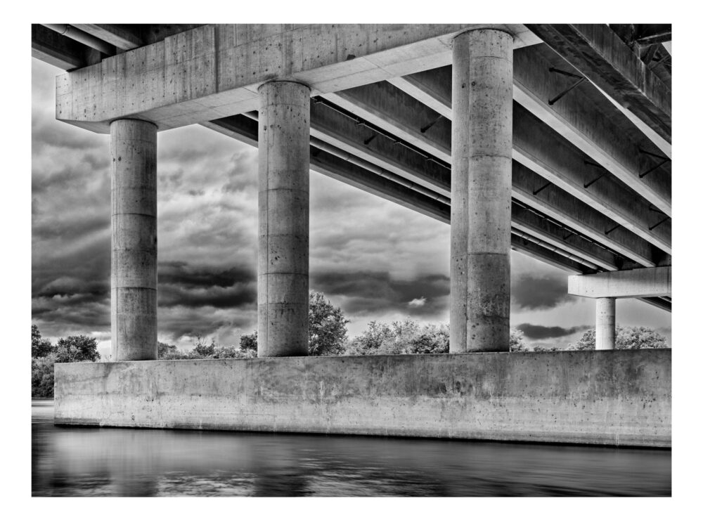 I-90 Bridge before a storm - Black and White Fine Art Print