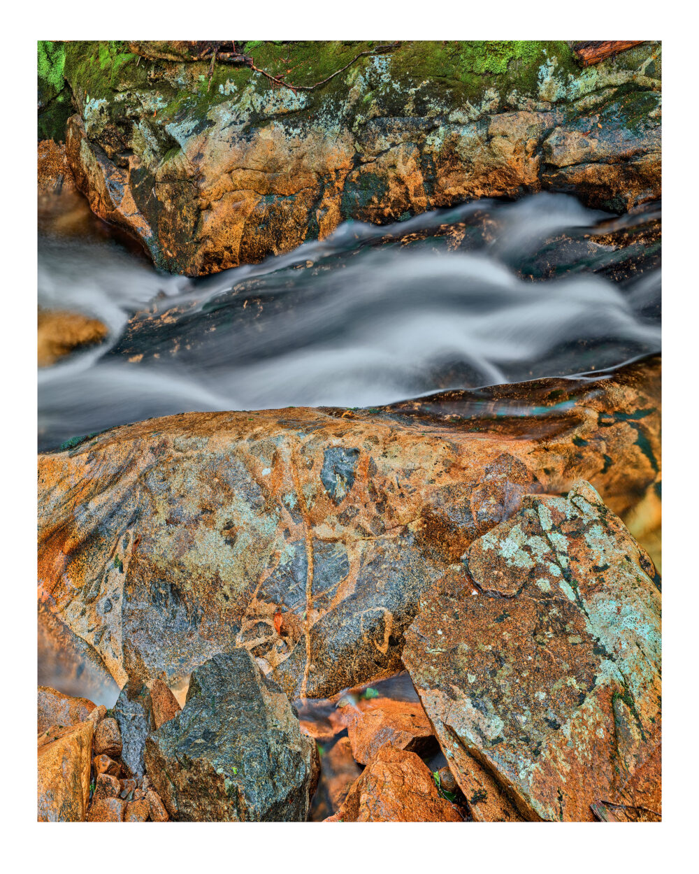 Flowing Water and Granite Boulder in Pemigewasset River #9, The Basin, Franconia Notch, NH Museum Quality Prints