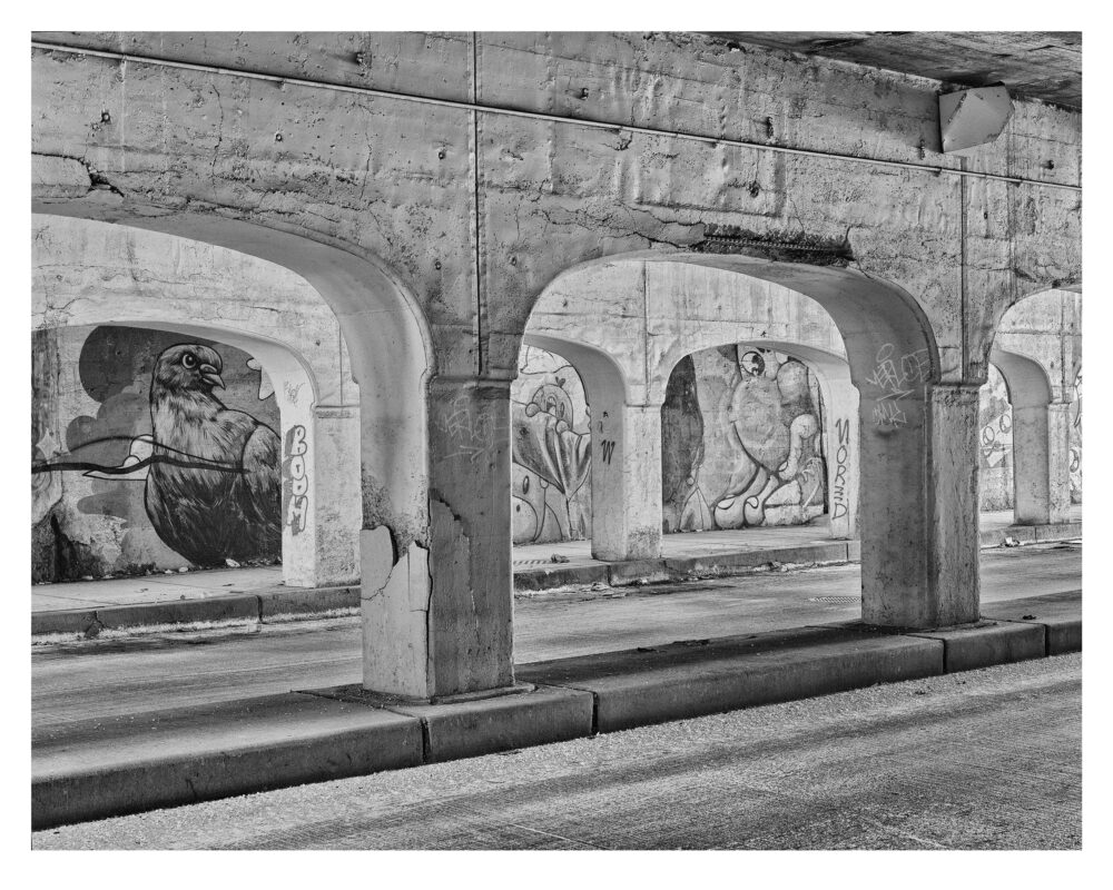 Limited Edition, fine art custom black and white photographic print, "Chicago Viaduct #3" was shot as part of an ongoing monochrome study of the Peoria Viaduct in Chicago, Illinois.