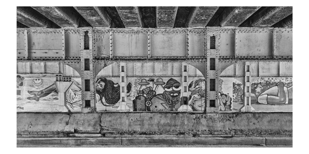 Limited Edition, fine art custom panoramic black and white photographic print, "Chicago Viaduct #13" was shot near 15th Street in Chicago, Illinois.