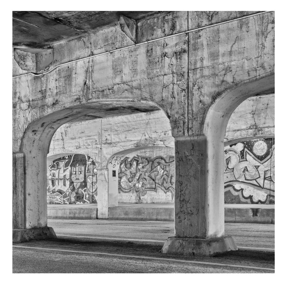 Limited Edition, fine art custom black and white photographic print, "Chicago Viaduct #6" was shot in B&W of the Peoria Viaduct in Chicago, Illinois.