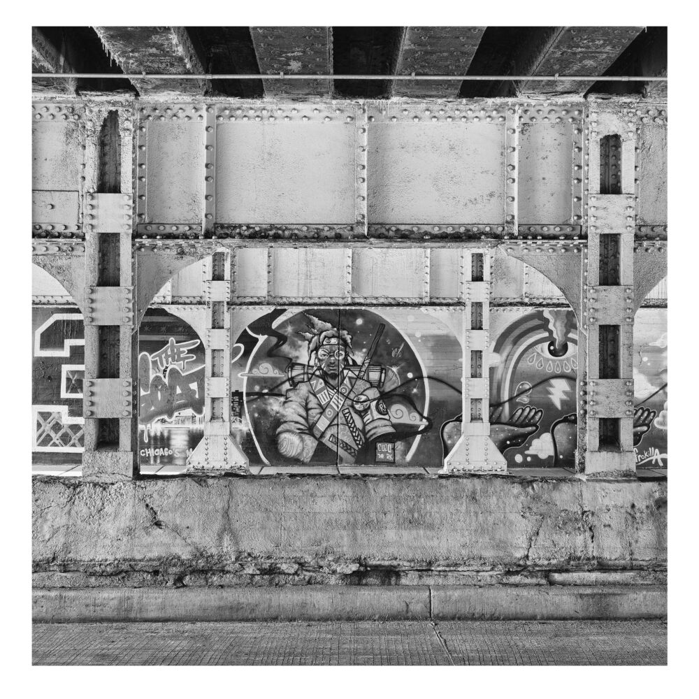 Limited Edition, fine art custom black and white photographic print, "Chicago Viaduct #33" was shot as part of an ongoing monochrome study of the Pilsen Viaducts in Chicago, Illinois.