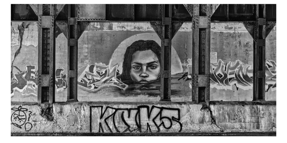 Limited Edition, fine art custom panoramic black and white photographic print, "Chicago Viaduct #12" was shot near Hubbard Street in Chicago, Illinois.