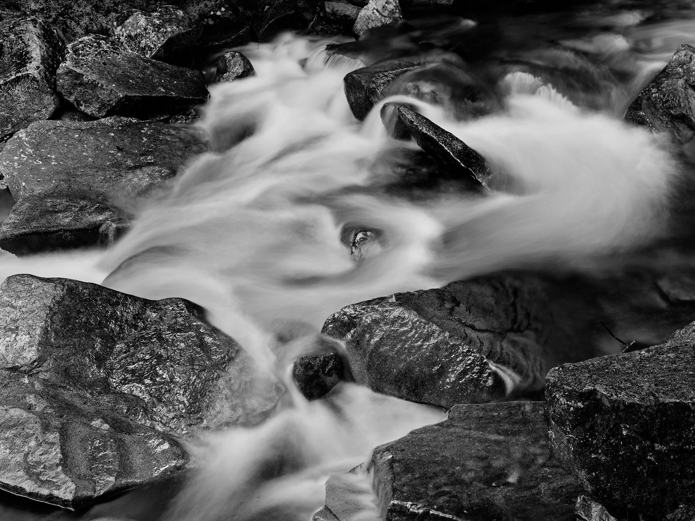 Fine art photographic prints, archival prints - Pemigewasset River #3, The Basin, Franconia Notch, NH Museum Quality Prints - Black and White Fine Art Print